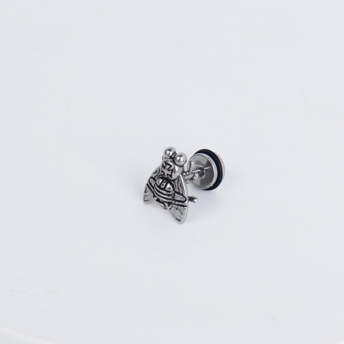 1 count/ Punk bumble bee stud,gothic earring, vintage Crown Stud Earring with Flat Back –titanium stud, earring, Helix Cartilage Earring for Men and Women