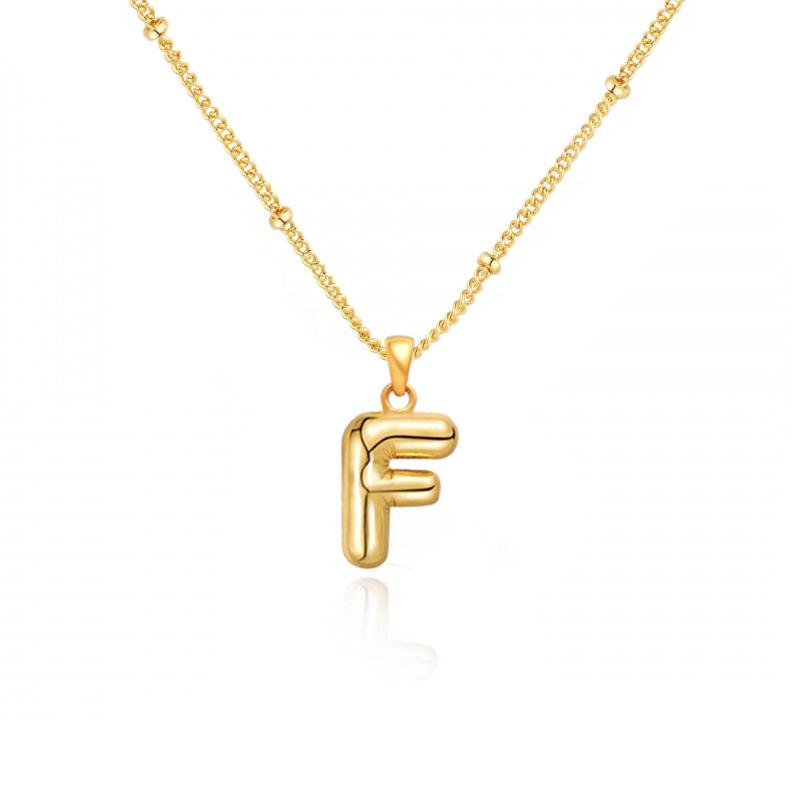 Personalized Bubble Alphabet Necklace, Special Bubble Initial Pendant with Beaded Chain - 26 Letters, Waterproof, Non-Tarnish, Trendy, Delicate Jewelry for Women Girls