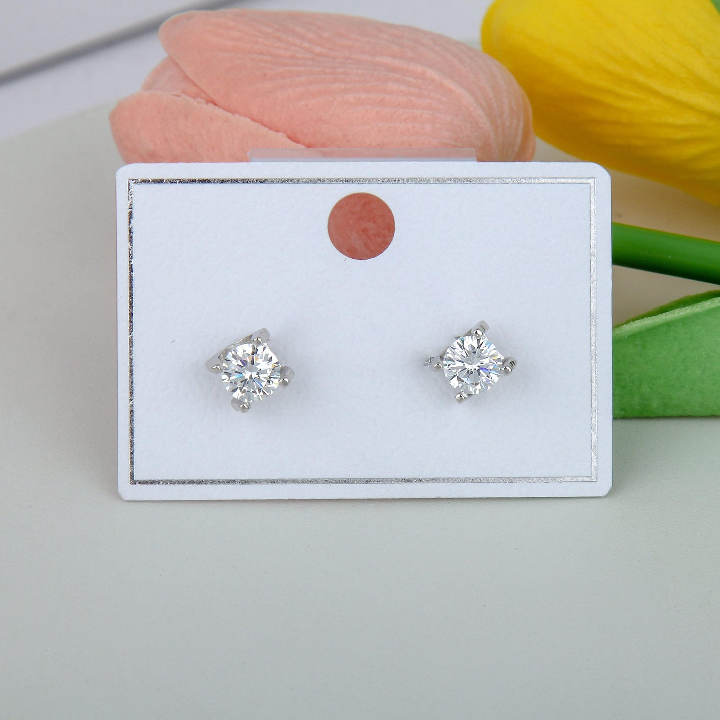 S925 stud set/ Minimalist Design Zircon Jewelry Set for Women-Sterling Silver, Four-prong Set, Necklace and Earring Includes, Simple and Classic ,Dainty Gifts for Mom Daughter Girlfriend.