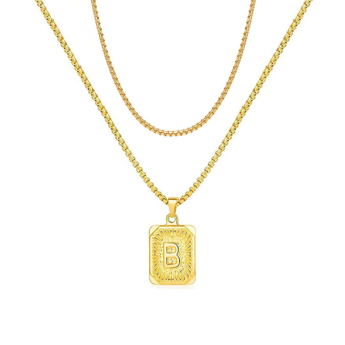 set/ intial chain necklace for men women,double layer couple jewelry, stainless steel letter necklaces, gift for couple, BFF necklace, color not fade