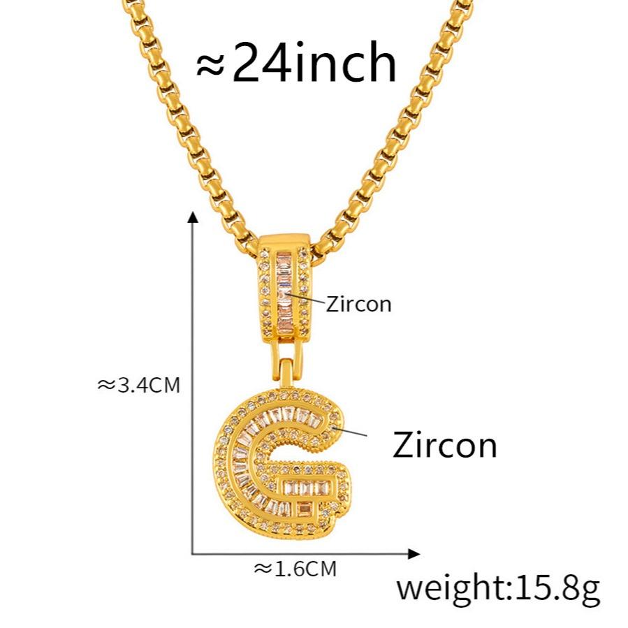 Personalized 26 Letters Necklace, A-Z Alphabet Pendant with Box Chain, Initial Letters with Zircon,Gift for Men and Women