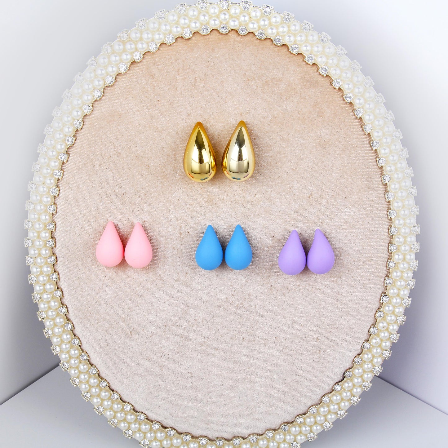 set/4pairs Teardrop Earrings – buy1 stainless steel teardrop eaaring get 3 colorful Earrings free