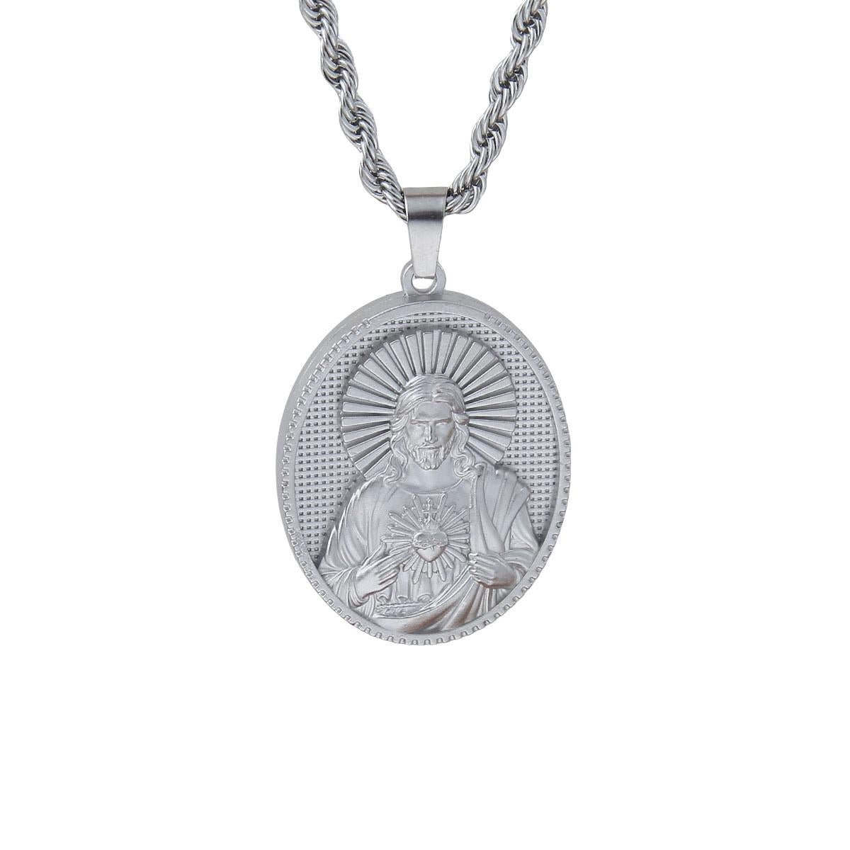 Christian Pendant Necklace Featuring the Sacred Heart of Jesus – A Thoughtful Gift for Your Girlfriend, Faith-Based Jewelry, Stainless Steel Sacred Heart of Jesus Necklace