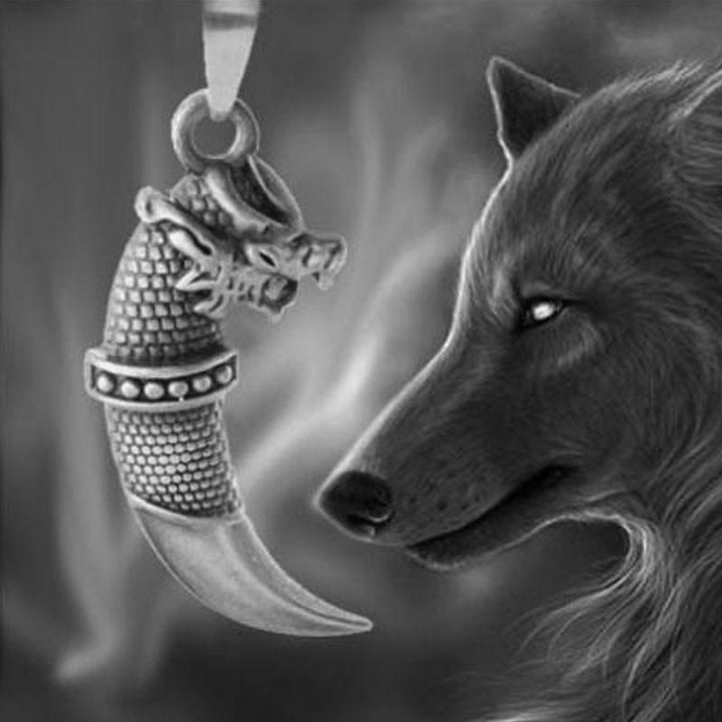HN068:Hip-Hop Style Necklace,Spiritrain Wolf Teeth shape Pendent Necklace For Women And Men