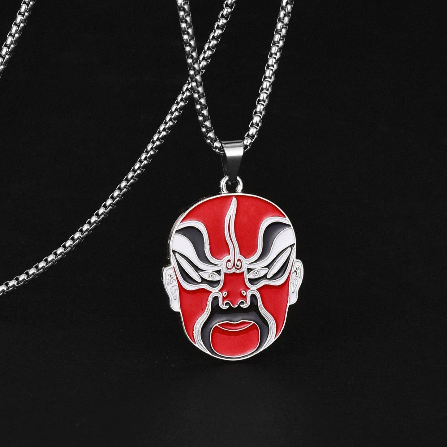 HN066:Hip-Hop Style Necklace,Chinese Style Sichuan Opera Masks Pendent Necklace For Women And Men