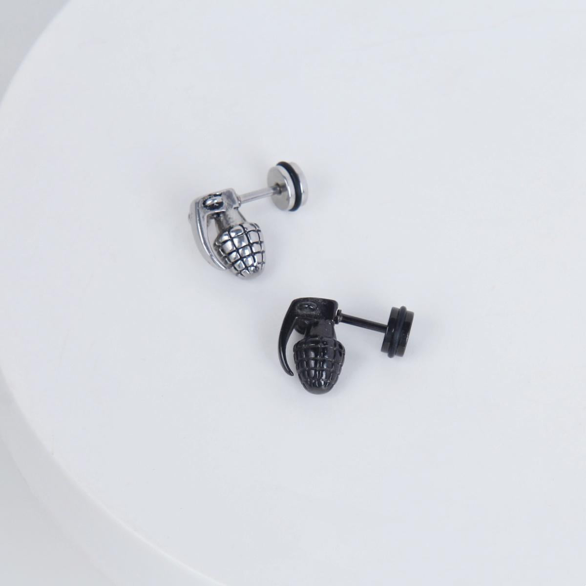 1 count/ Punk boom design stud,gothic earring, vintage Stud Earring with flat Back, –titanium stud, earlobe earring, Helix Cartilage Earring for Men and Women