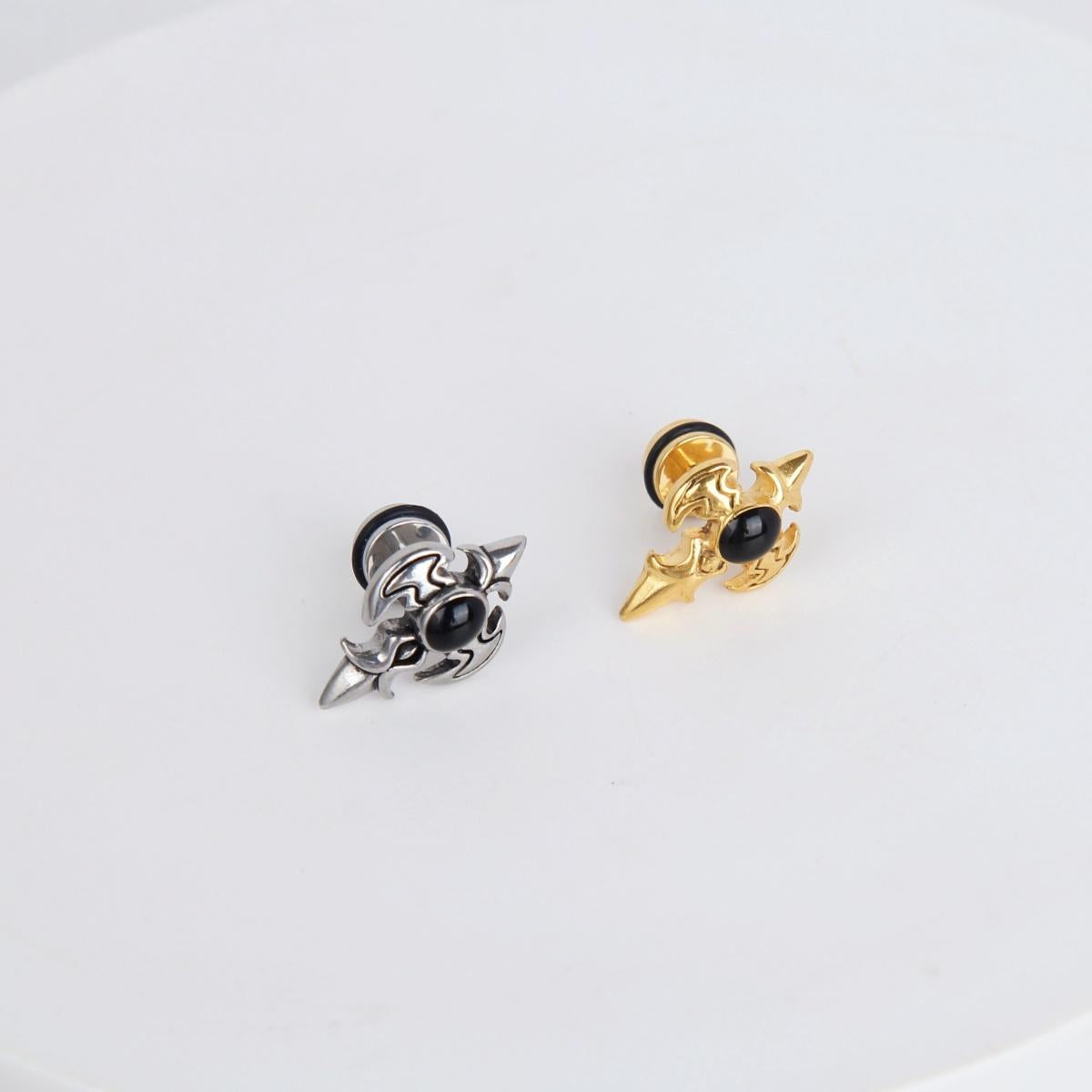 1 count/ Punk gothic spiked badge stud earring, vintage Stud Earring with flat Back, –titanium stud, earlobe earring, Helix Cartilage Earring for Men and Women