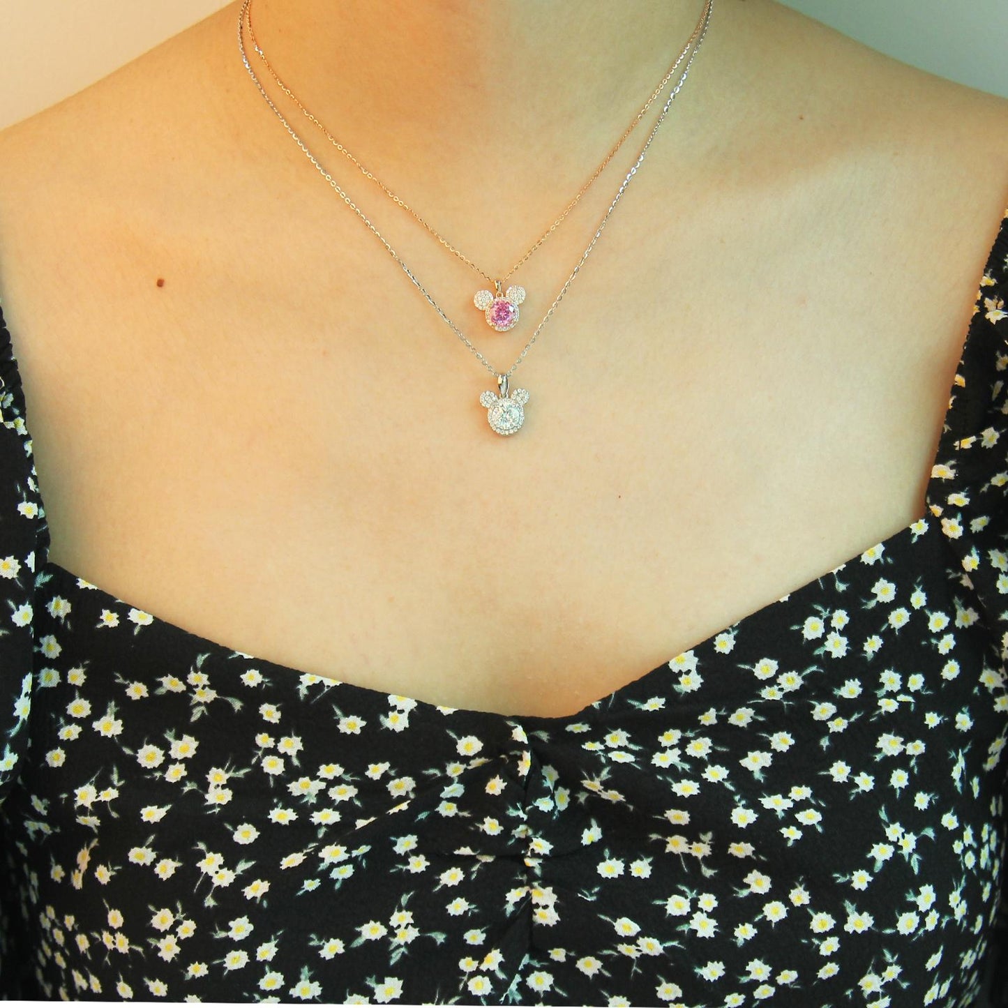 S925 Sterling Silver necklace for women- 1CT Synthetic Moissanite Pendant, Cute Bear Design, Shimmering Pave Pendant Necklace,Dainty Gifts for Mom Daughter Girlfriend.