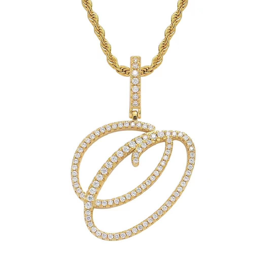 Initial Couple Necklaces Floral Design 26-Letter pendant chain Necklace with Zircon - Ideal Gift for Women and men