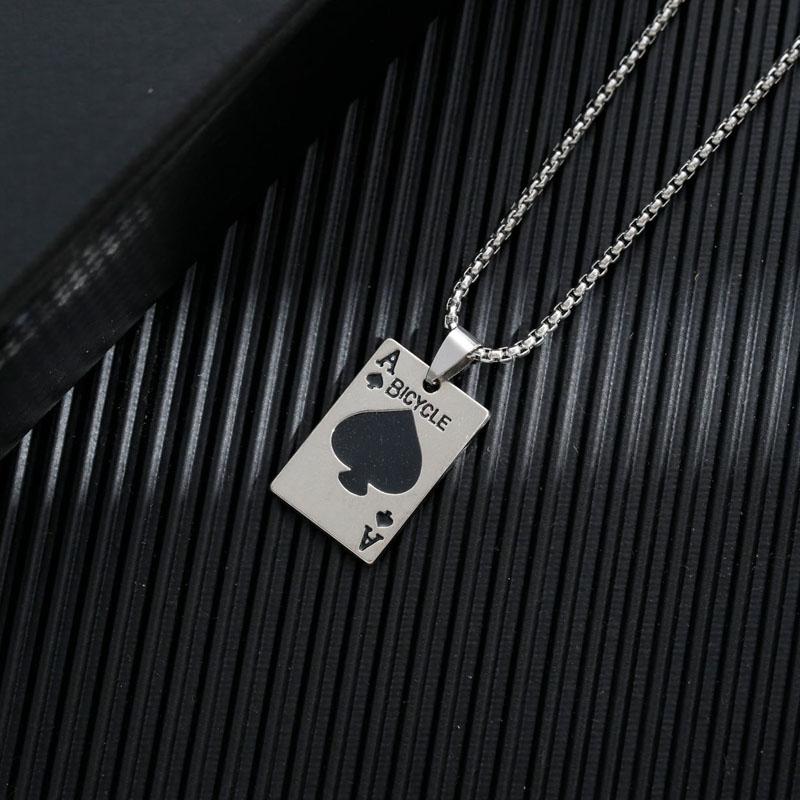 HN058:Hip-Hop Style Necklace,Poker Card Pendant Necklace for Women And Men