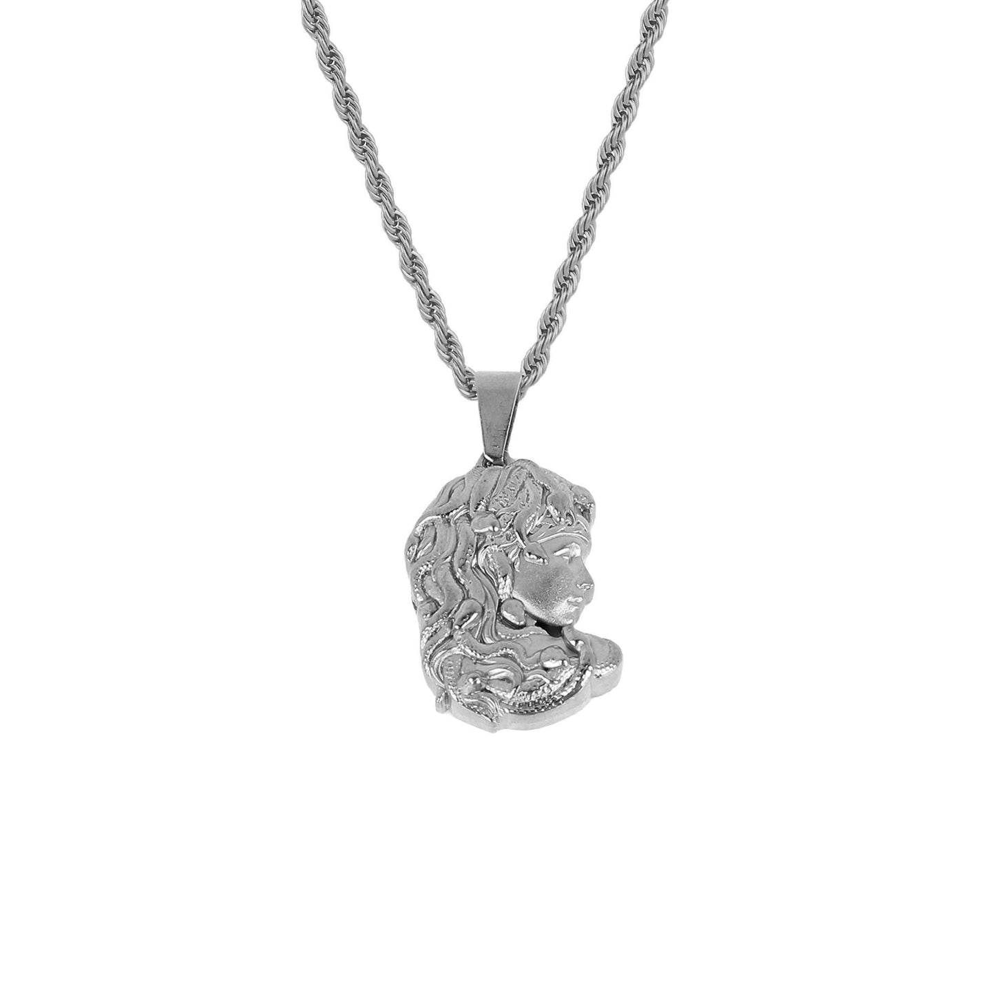 Women's Medusa Charm Necklace - Greek Mythology Inspired, Serpent & Gorgon & Snake Design, Stainless Steel, 24 Inches, Perfect Gift for Her