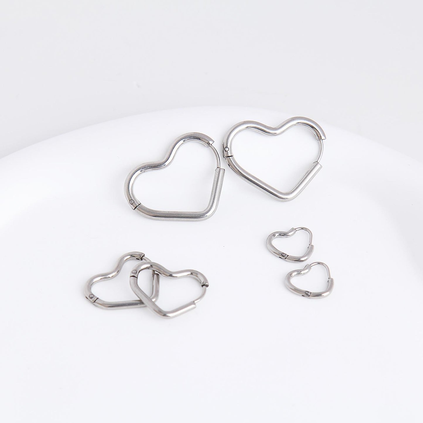 Stainless Steel Heart Hoop Earrings – Unique Minimalist Style, Available in Three Sizes, Perfect for Helix, Cartilage, and Earlobe Piercings, Everyday Fashion Jewelry, Lightweight and Comfortable