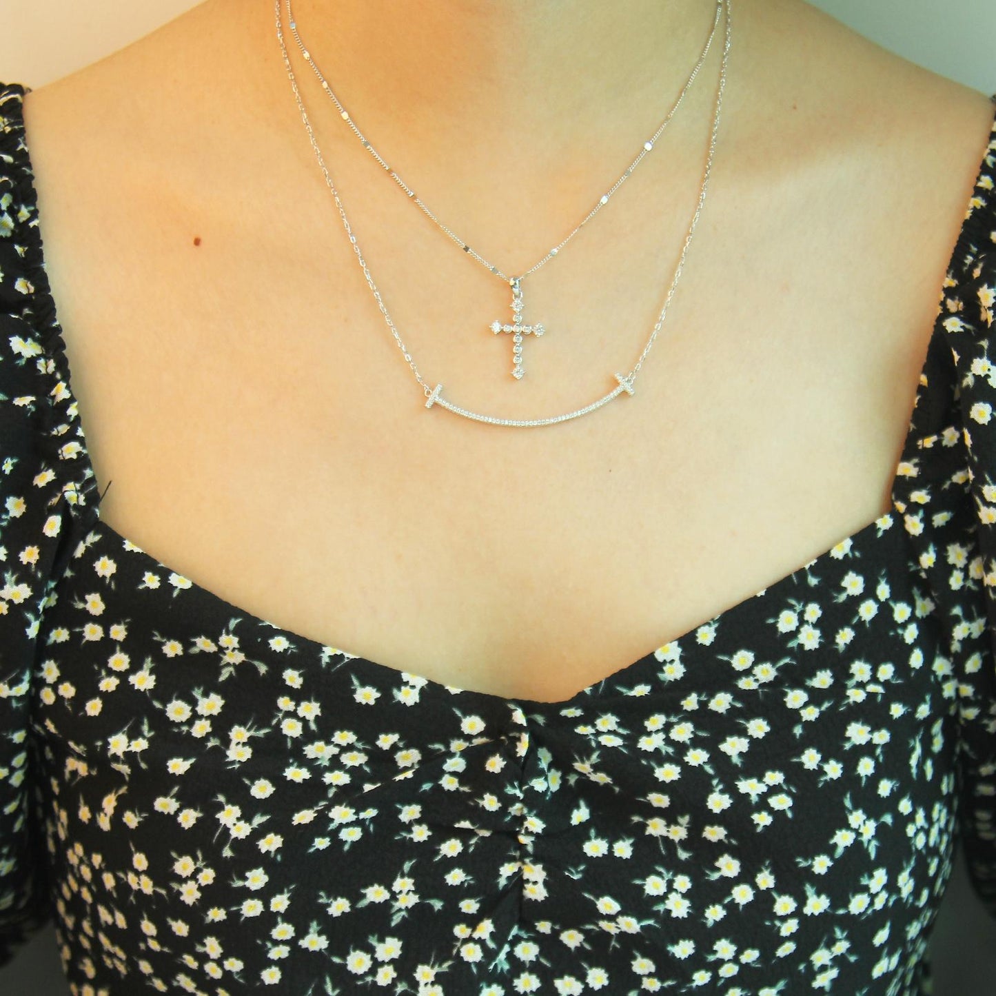 S925 smile necklace set/ necklace earring, Sterling Silver, silver for women- Smile Design, Sparkling and classic ,Suitable for Earlobe,Helix, Cartilage , Dainty Gifts for Mom Daughter Girlfriend.