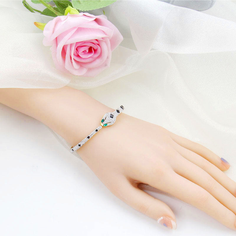 B19:Titanium Stainless Steel, sparking snake Bangle Bracelet, colour Not Fade,Waterproof,Top Opening