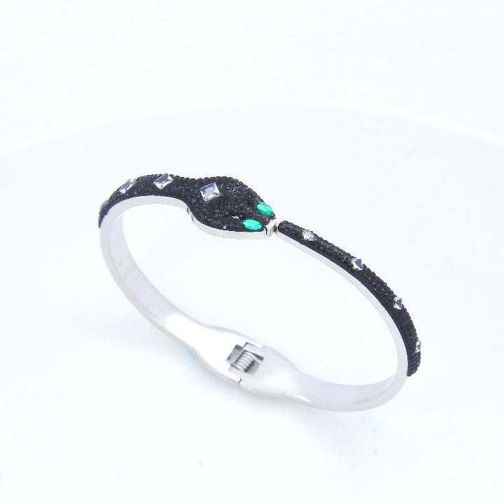 B19:Titanium Stainless Steel, sparking snake Bangle Bracelet, colour Not Fade,Waterproof,Top Opening