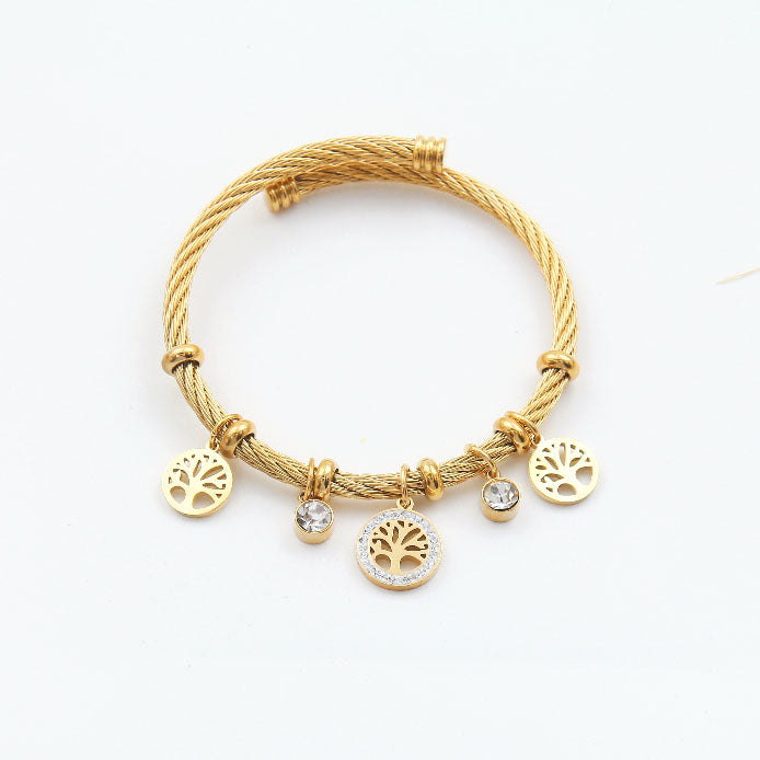 B28: Titanium Stainless Steel,Life Tree,family tree Bangle Bracelet Style ,colour Not Fade, Waterproof,Bottom Opening