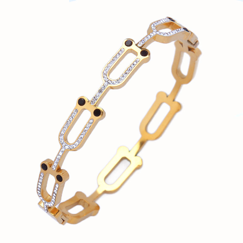 B34:Titanium Stainless Steel Bangle Bracelet Clip style, Girls, Friends, Waterproof,colour Not Fade