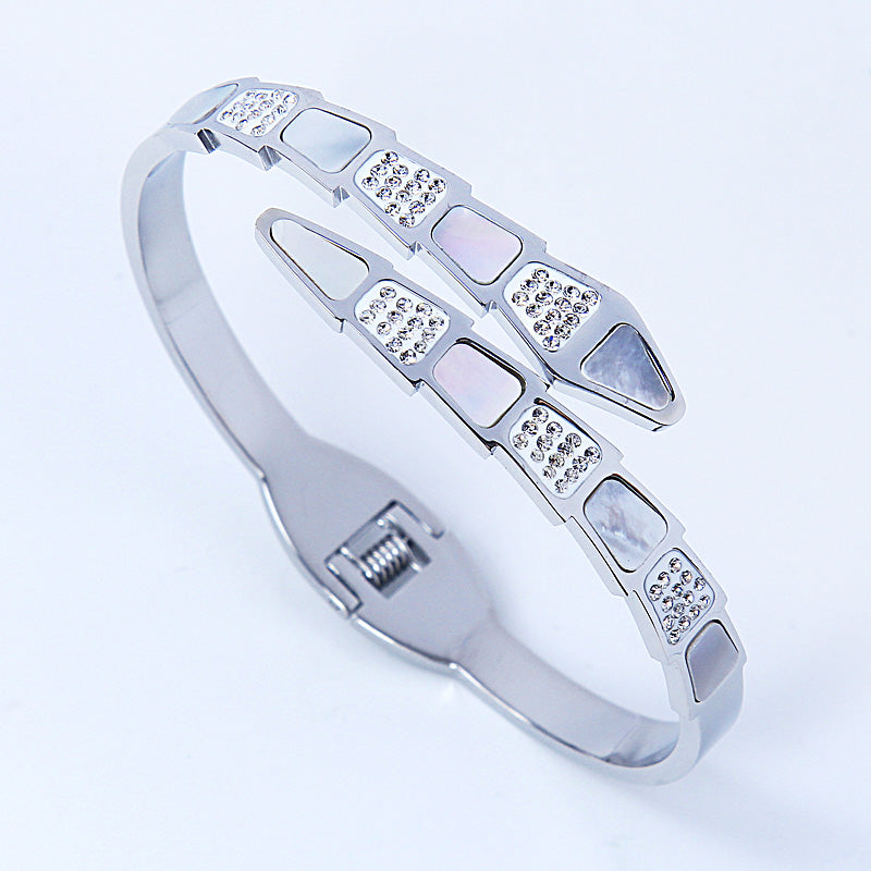 B5:Titanium Stainless Steel Snake Bangle Bracelet ,colour not Fade,Waterproof,Top Opening