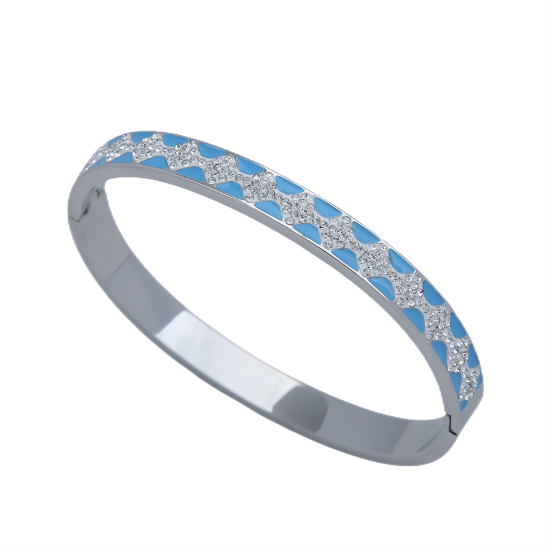 B70:Titanium Stainless Steel Fashion Blue Bangle Bracelet,colour Not Fade,Waterproof,Top Opening