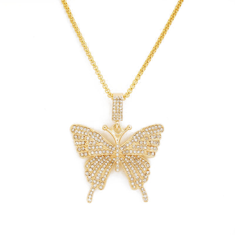 HN003:Hip-Hop Style Nice And High Quality Butterfly Necklace For Women And Men