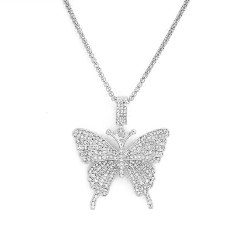 HN003:Hip-Hop Style Nice And High Quality Butterfly Necklace For Women And Men