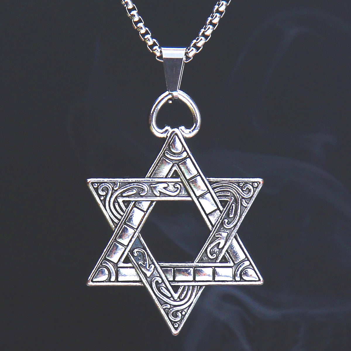 HN012:Hip-Hop Style Necklace,Retro Hexagram Pendant Necklace Necklace for Women And Men