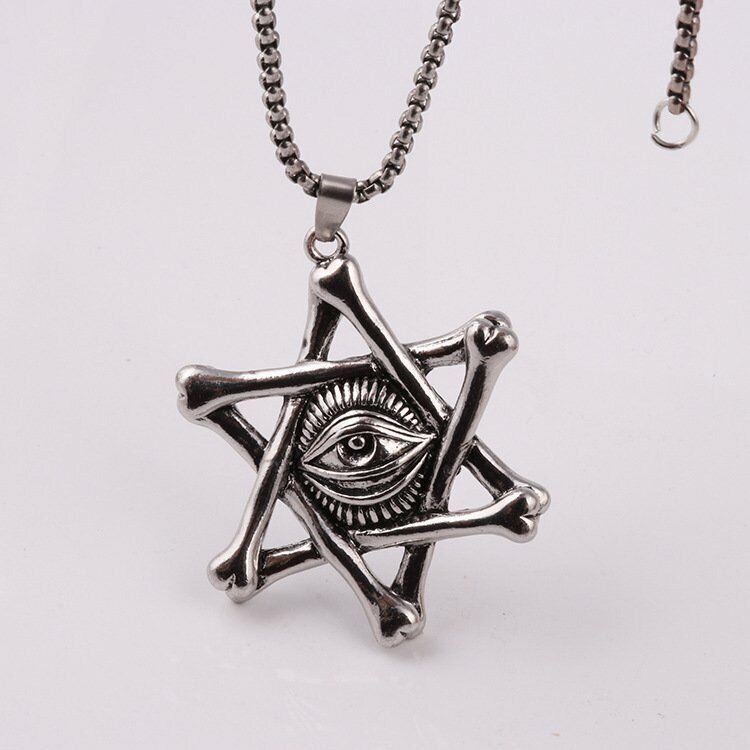 HN013:Hip-Hop Style Demon Eye Hipster Hexagonal Star Pendant Necklace for Women And Men