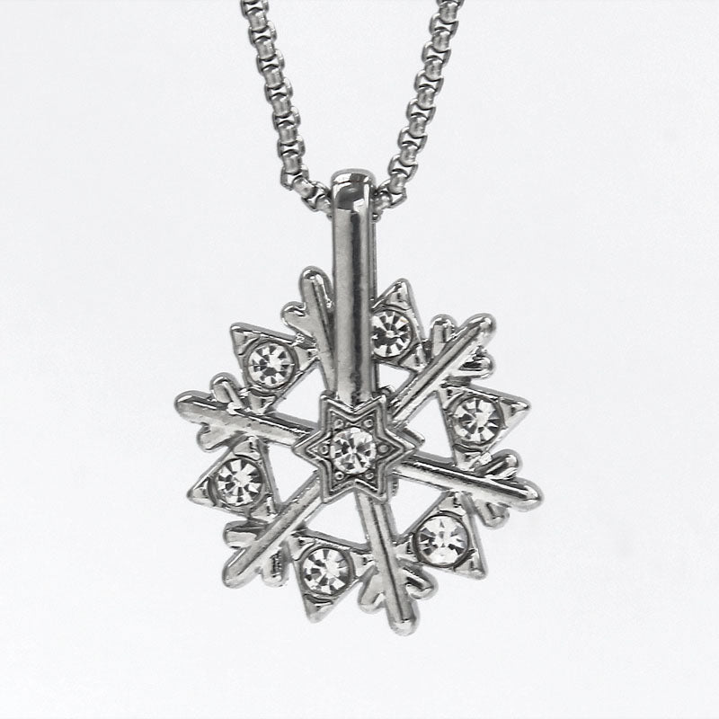 HN015:Hip-Hop Style Necklace, Snowflake Pendant Necklace for Women And Men
