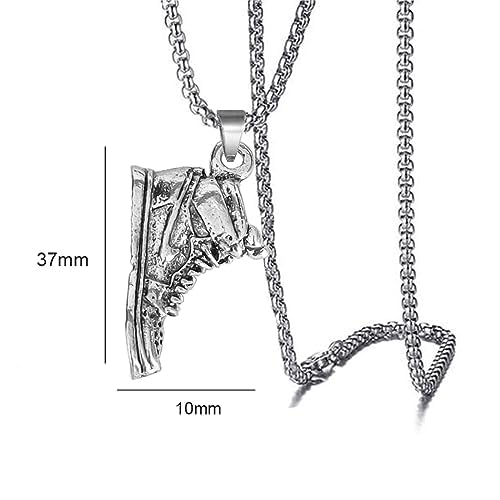HN018:Hip-Hop Style Neckalce,Funky Basketball Miniature Sneakers Jordan Mid Top Shoe Sneaker Sports Design Pendant with Chain Necklace for Women And Men
