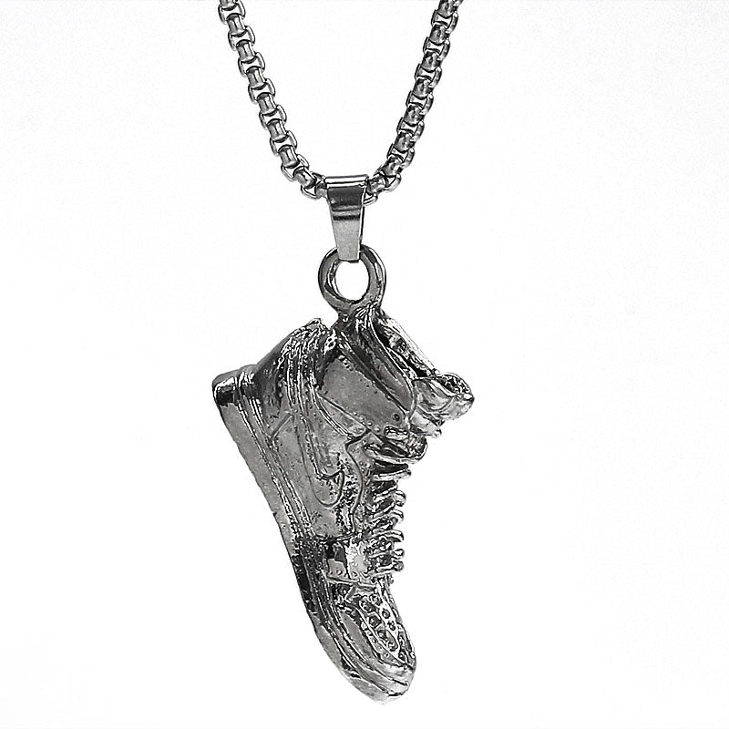 HN018:Hip-Hop Style Neckalce,Funky Basketball Miniature Sneakers Jordan Mid Top Shoe Sneaker Sports Design Pendant with Chain Necklace for Women And Men