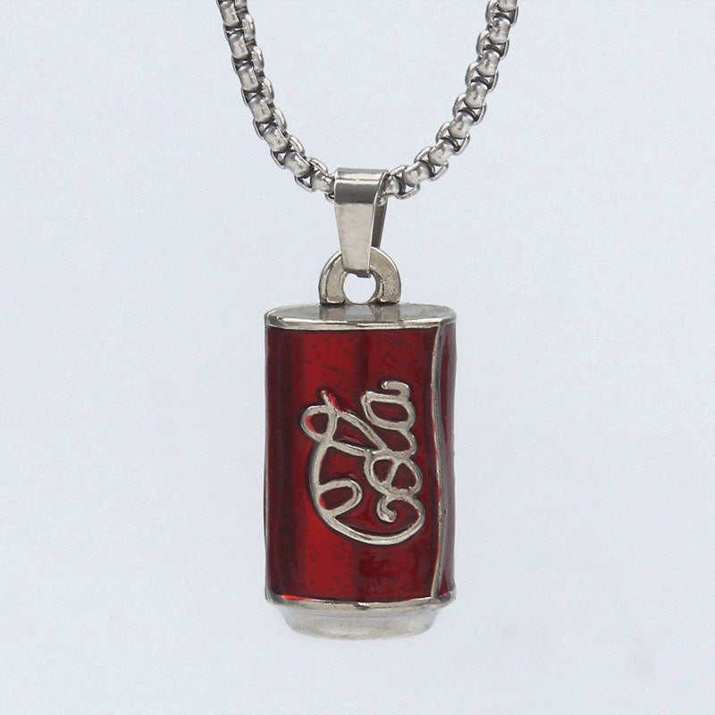 HN021:Hip-Hop Style 3D Enamel Cola Can Pendant for Women And Men