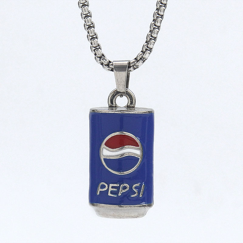 HN021:Hip-Hop Style 3D Enamel Cola Can Pendant for Women And Men