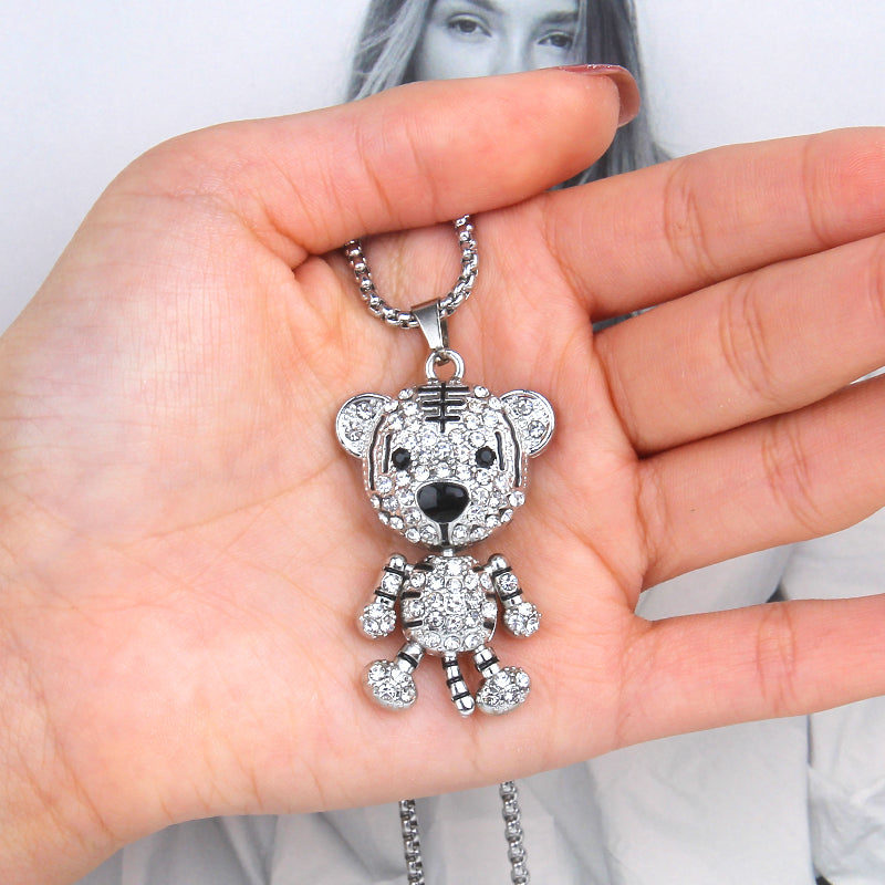 HN032:Hip-Hop Style Necklace,Cute Tiger Pendant Chain Necklace for Women And Men