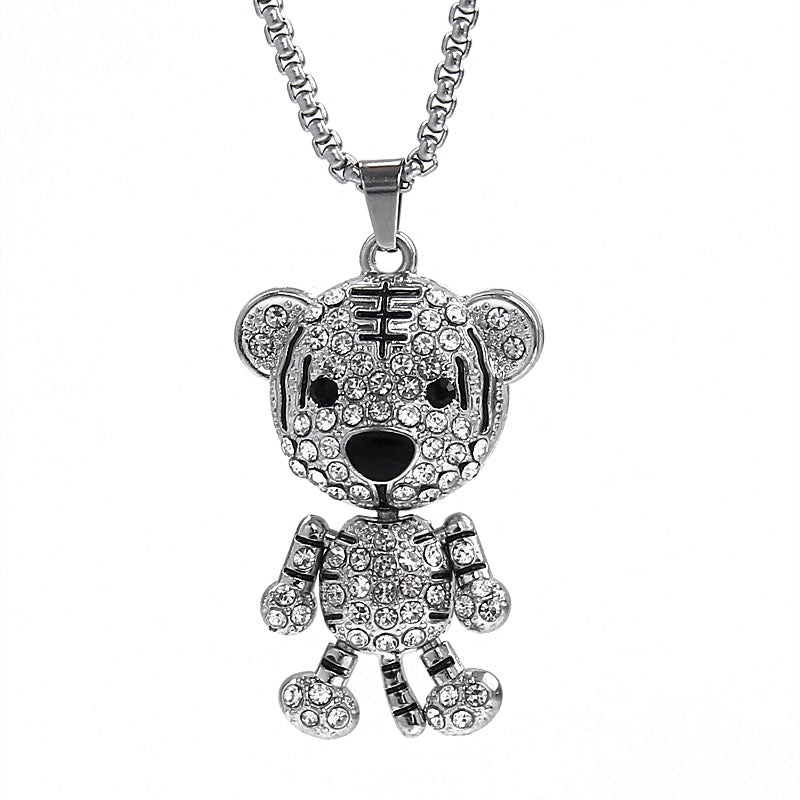 HN032:Hip-Hop Style Necklace,Cute Tiger Pendant Chain Necklace for Women And Men