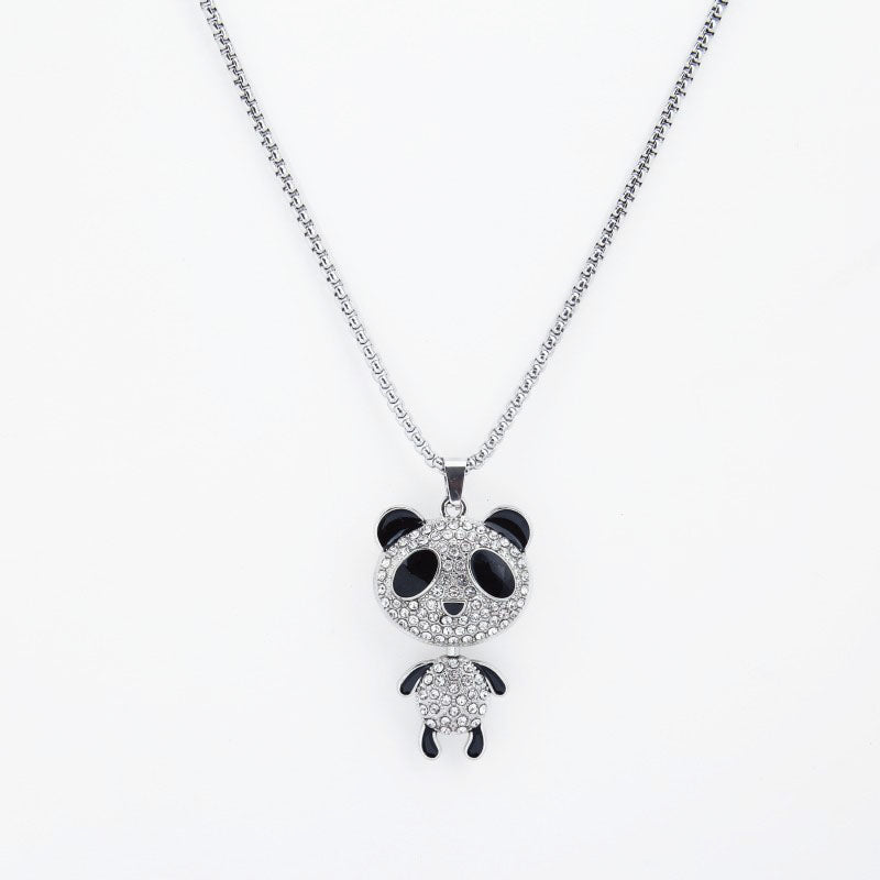 HN034:Hip-Hop Style Necklace,3D Cute PAnda Necklace for Women And Men
