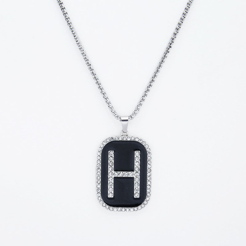 HN041:Hip-Hop Style Necklace,Rhinestone Letter H Style Necklace for Women And Men