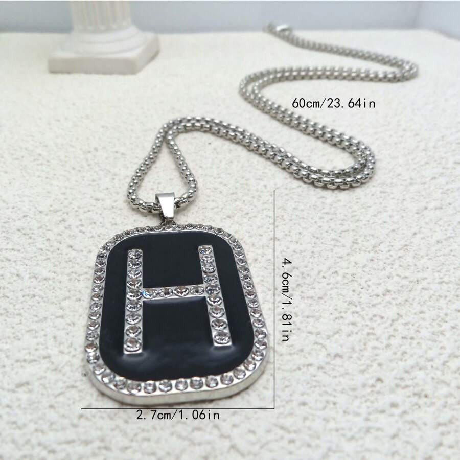 HN041:Hip-Hop Style Necklace,Rhinestone Letter H Style Necklace for Women And Men
