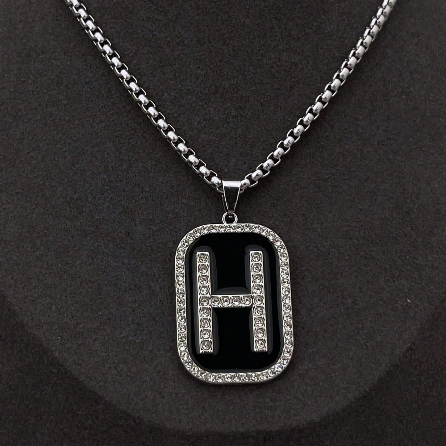 HN041:Hip-Hop Style Necklace,Rhinestone Letter H Style Necklace for Women And Men