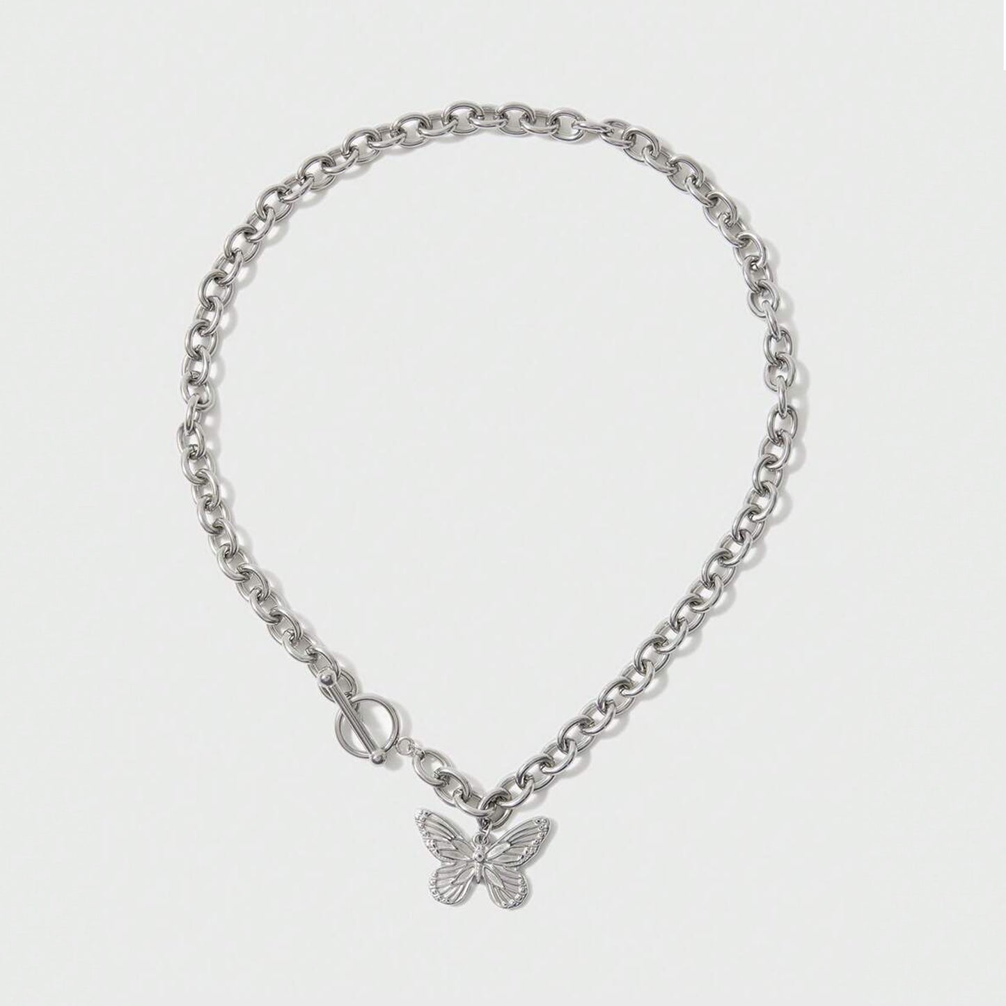 N012:Fashionable Butterfly Pendant Necklace For Girls, Street Style Jewelry For Summer Gift