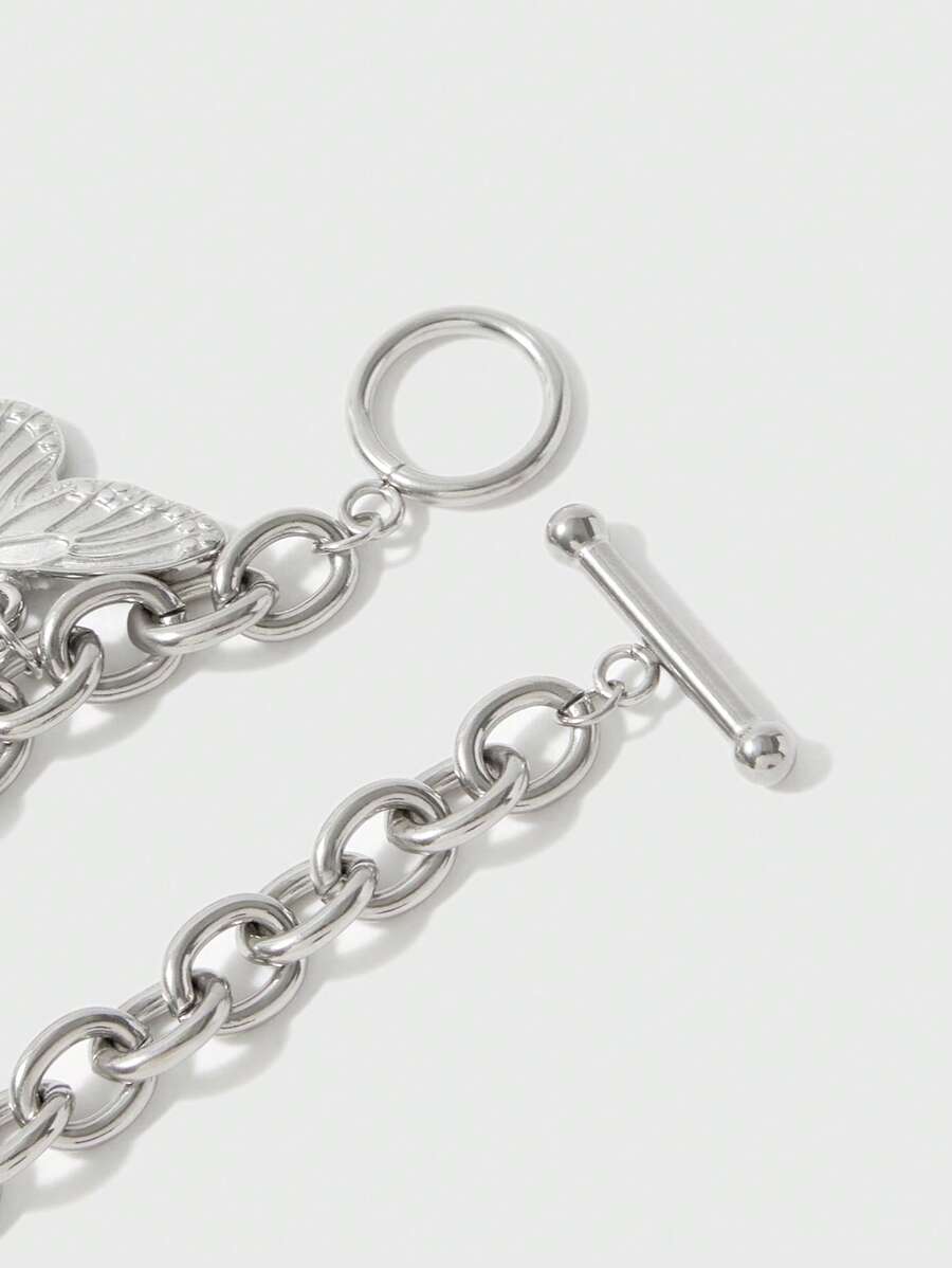 N012:Fashionable Butterfly Pendant Necklace For Girls, Street Style Jewelry For Summer Gift