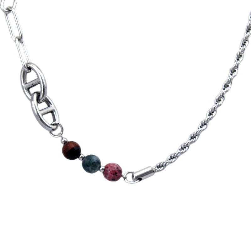N064:Stainless Steel Titanium Fashion Classic Style Collar Necklace For Women And Men,Color Not Fade, Waterproof