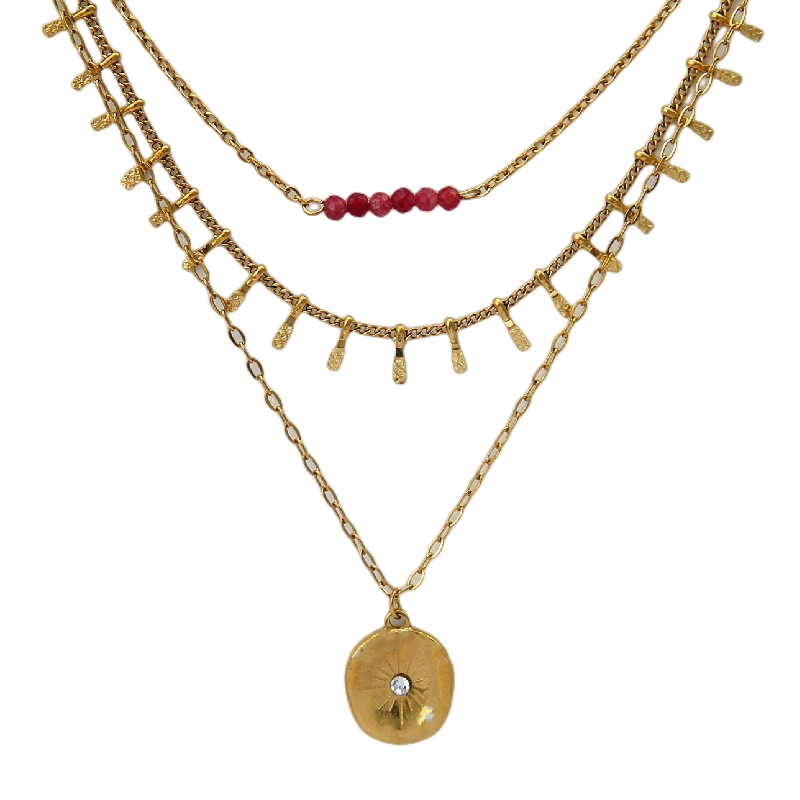 N076:Stainless Steel Titanium Classic Multi Layered Necklace For Women And Men, Color Not Fade, Waterproof