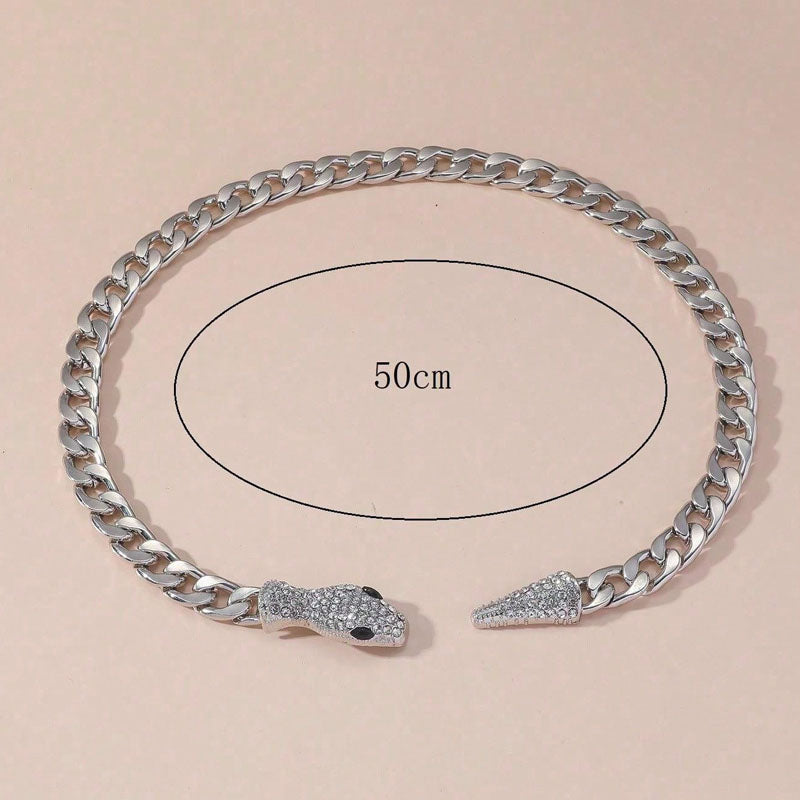 N091B:Stainless Steel Titanium Chuck Snake Lariat Necklace For Women And Men, Color Not Fade, Waterproof