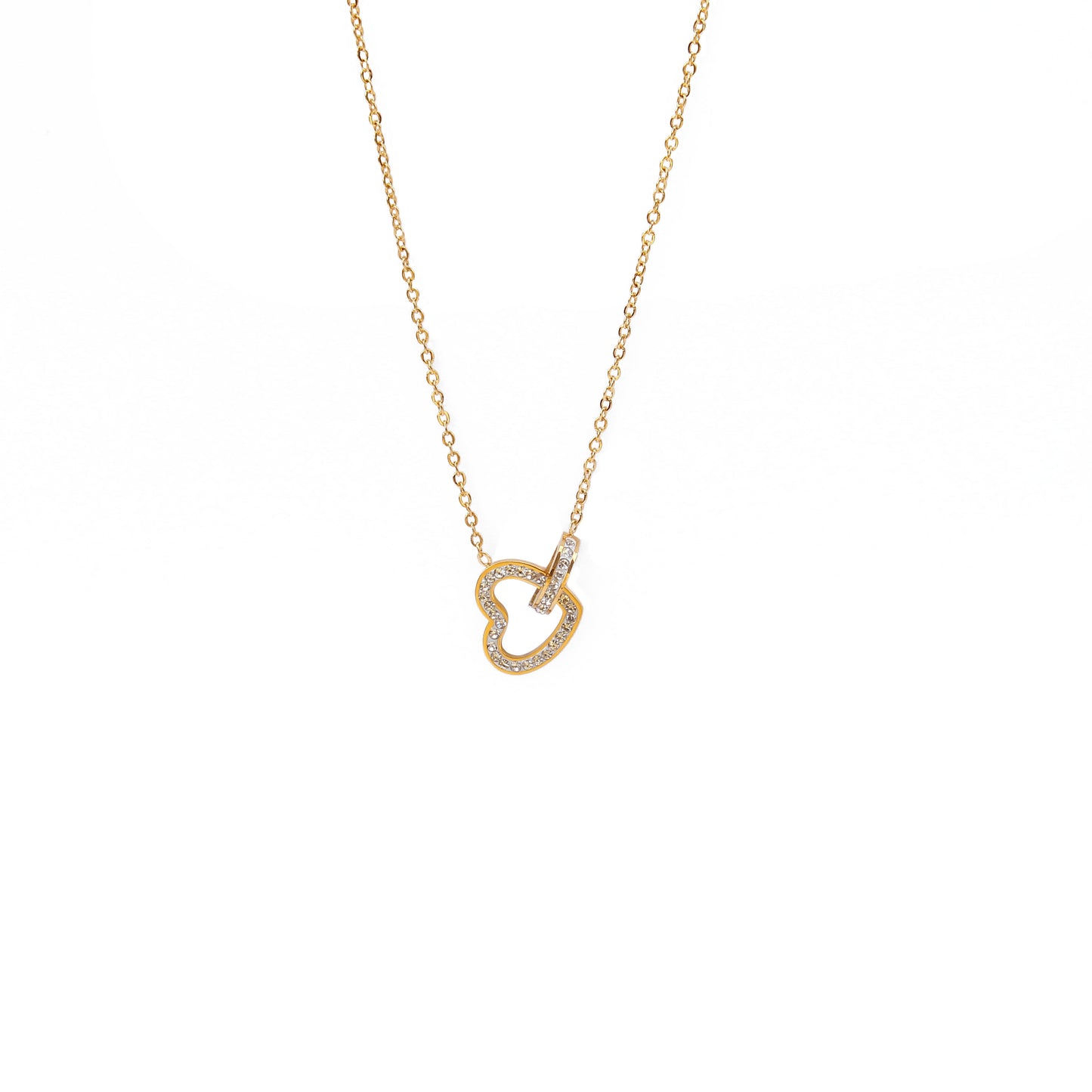 N114:Stainless Steel Titanium Classic Simple Sparking Heart Pendent Necklace For Women, Color Not Fade, Waterproof