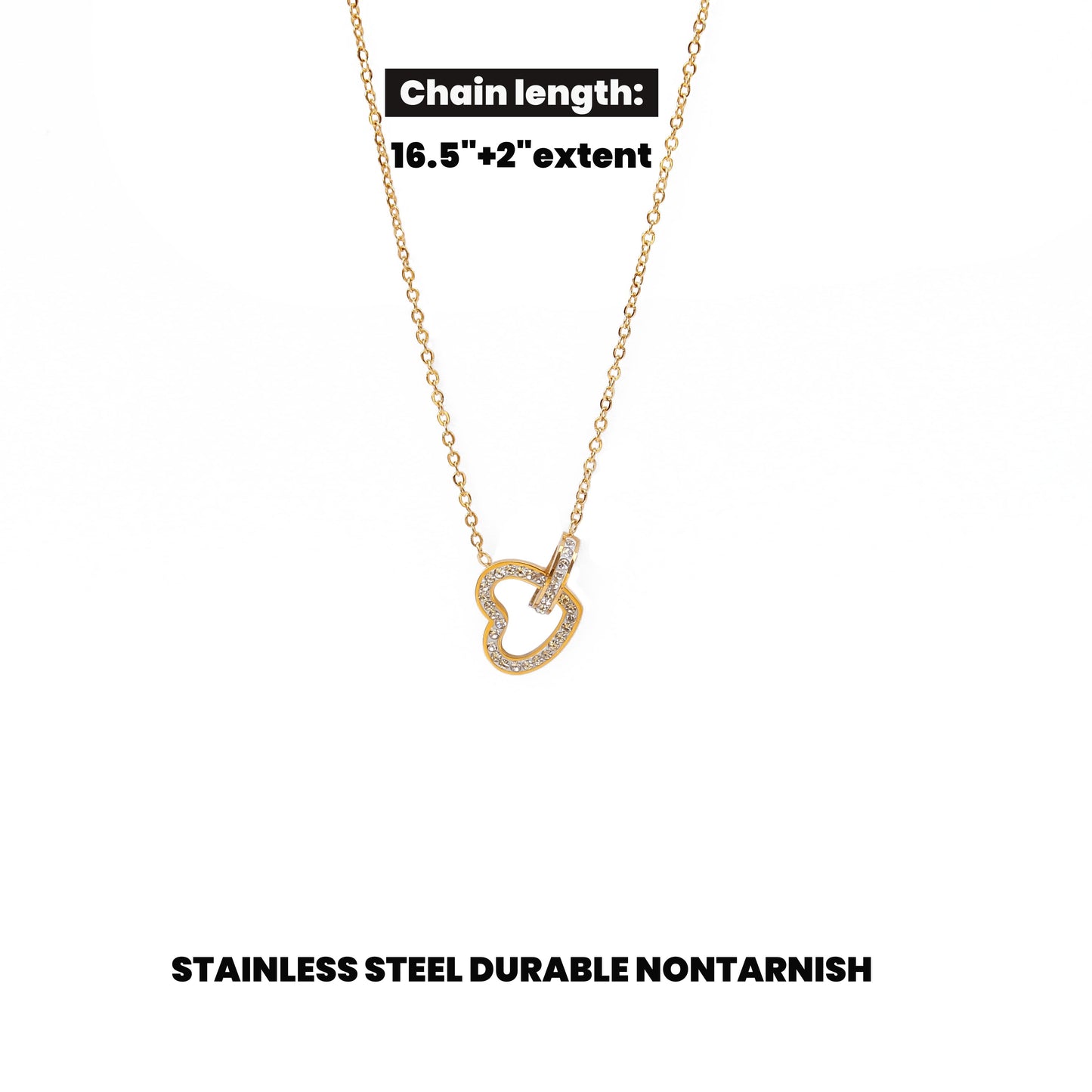 N114:Stainless Steel Titanium Classic Simple Sparking Heart Pendent Necklace For Women, Color Not Fade, Waterproof