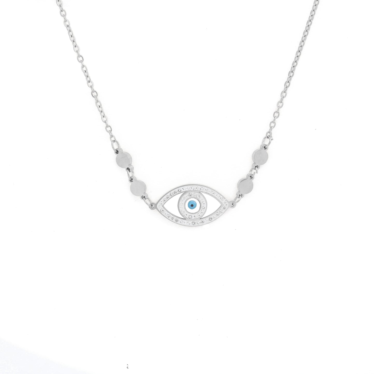 N115:Stainless Steel Titanium Classical Evil Eye Style Pendent Necklace For Women And Men, Color Not Fade, Waterproof