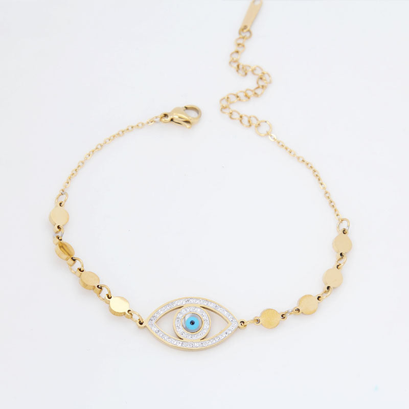 N115:Stainless Steel Titanium Classical Evil Eye Style Pendent Necklace For Women And Men, Color Not Fade, Waterproof
