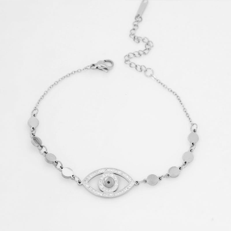 N115:Stainless Steel Titanium Classical Evil Eye Style Pendent Necklace For Women And Men, Color Not Fade, Waterproof