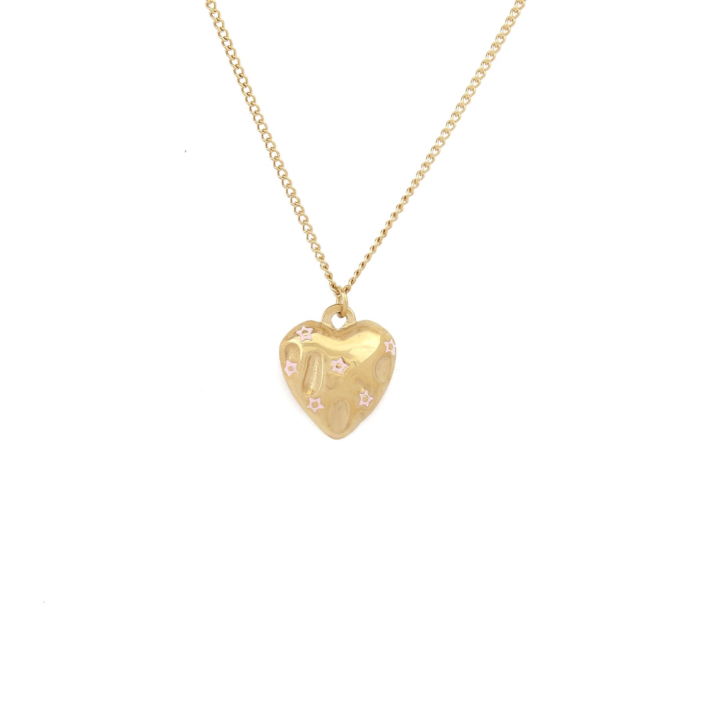 N119:Heart Pendant Puffed Heart Embedded Crystals Pendent Necklace For Women And Men For Women And Men, Color Not Fade, Waterproof