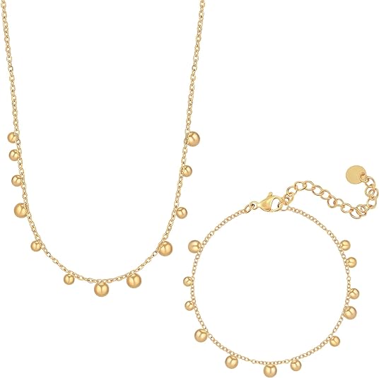 N151:Stainless Steel Titanium Bead Style Charm Necklace For Women And Men, Color Not Fade, Waterproof